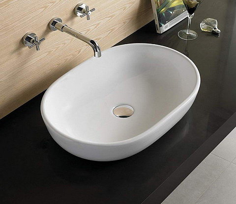 Раковина накладная CeramaLux 9026A 600×415 мм, белый