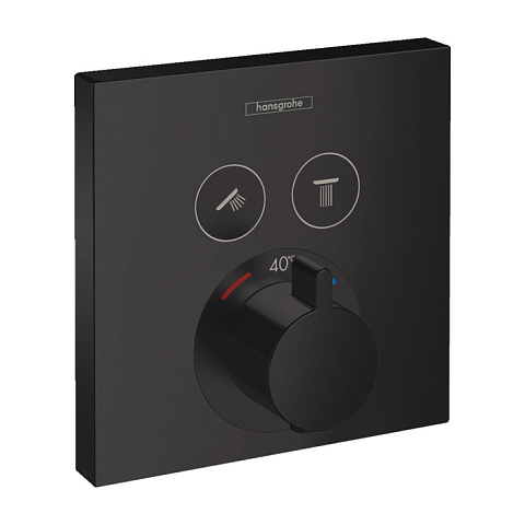 Термостат, Hansgrohe ShowerSelect скрытого монтажа, для 2 потребителей черный матовый 15763670