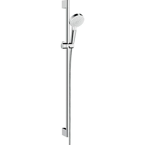 Hansgrohe HG Crometta Vario Unica Душевой набор: штанга 900mm, ручной душ, 2jet (Rain, IntenseRain), EcoSmart, шланг, цвет: белый/хром, 26538400