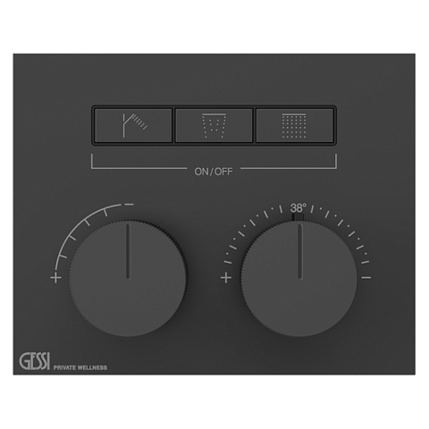 Gessi Hi-Fi Термостат для душа, с включением до 3 источников одновременно (внешняя часть), цвет: Black XL, 63006#299