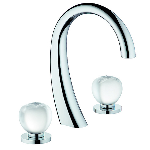 THG POMME CRISTAL CLAIR SATINE Смеситель для раковины на 3 отверстия, с донным клапаном, цвет хром, A42-A02-151
