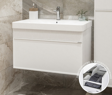 Тумба-умывальник "Мадрид-80М" сер. шёлк с рак. COMFORTY 4480 00-00020810