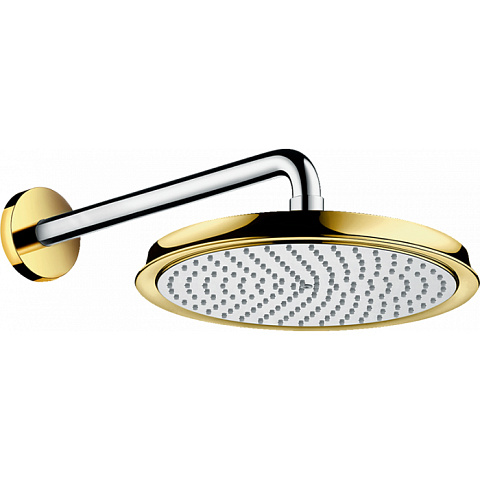 Hansgrohe HG Raindance Classic Air Верхний душ 1jet (RainAir), d240мм, с настенным держателем 390 мм, шарнирное соединение, G1/2, цвет: хром/золото, 27424090