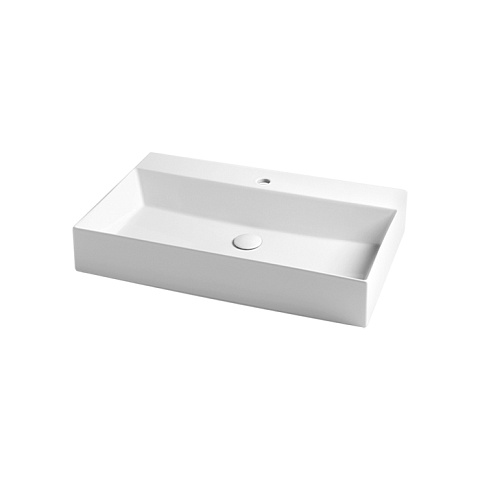AZZURRA ELEGANCE Squared раковина подвесная/накладная 75х45см с 1 отв. под смеситель , цвет белый, ELLP075450QMBI/(EQA75M bi)*1