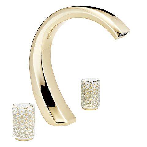 THG NIHAL PORCELAINE IVOIRE Смеситель на борт ванны на 3 отверстия, без ручного душа, цвет Soft gold, U2N-F30-25SG