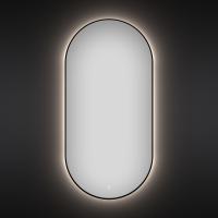 172201870, Овальное зеркало с фоновой LED-подсветкой 45*90 см Wellsee 7 Rays' Spectrum (кнопка снизу), цвет контура черный матовый 172201870-172201880
