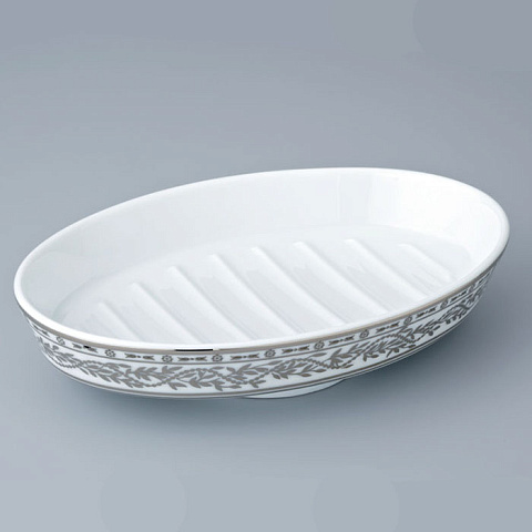THG MARQUISE BLANC DECOR PLATINE Мыльница керамическая, настольная, декор платина, цвет белый, A7G-A02-4607