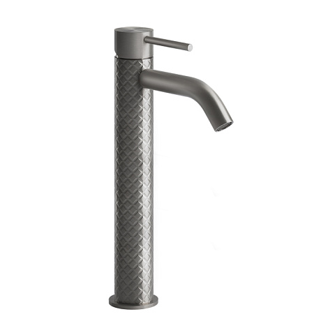 GESSI 316 Смеситель высокий для раковины на 1 отверстие без донного клапана, h=305мм , излив 123мм, цвет: steel brushed, 54109#239