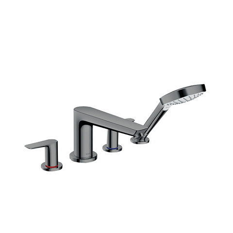 Hansgrohe HG Talis E Смеситель на борт ванны, на 4 отв, с ручным душем, излив 196мм, цвет: шлифованный черный хром, 71748340