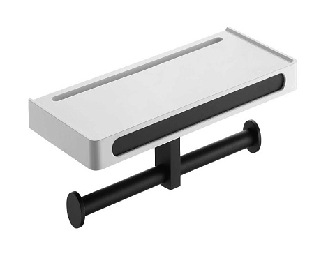 Бумагодержатель двойной с полкой Rush Edge ED77143B black