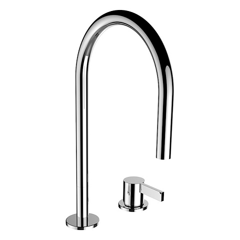 Laufen Kartell Смеситель для раковины на 2 отв, с донным клапаносм, поворотный излив 166 мм, цвет: хром, 3.1133.2.004.221.1