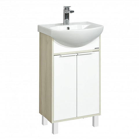 Тумба AQUATON Рико 50 (Белый Ясень/Фабрик)(БЕЗ УМЫВАЛЬНИКА SMILE-50) 1A212401RIB90