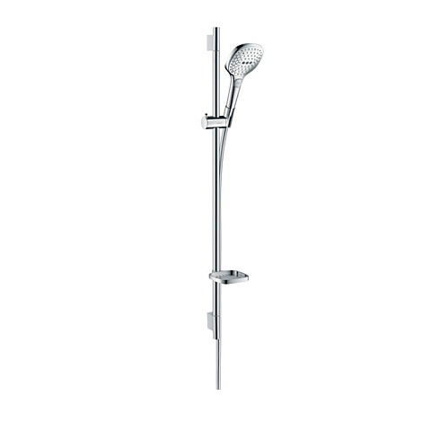 Hansgrohe HG Raindance Select E Душевой набор: штанга 900mm, ручной душ 120, 3jet (Rain, RainAir, WhirlAir), EcoSmart, мыльница, шланг, цвет: белый/хром, 26623400