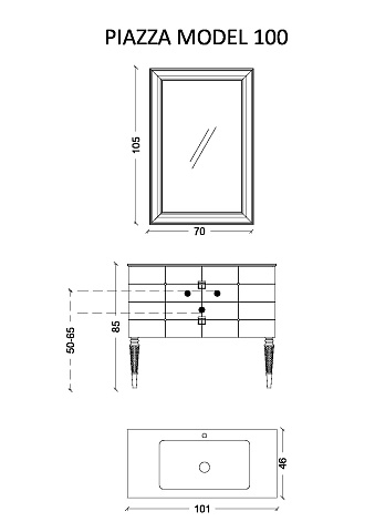 Тумба Armadi Art Piazza 100 черная + Хром 841-100-BCR