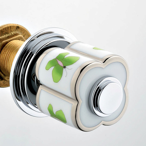 THG CAPUCINE VERT DECOR PLATINE Ручка дверная одинарная, декор платина/зеленый, цвет хром, A7E-A02-639V
