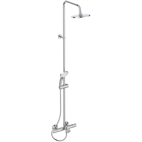 Ideal Standard Ceratherm T25 Душевая система с изливом и термостатом и ручным душем, корпус Coolbody, руч.душ: 3 режима, верх. душ: 200 мм, цвет: хром, A7590AA