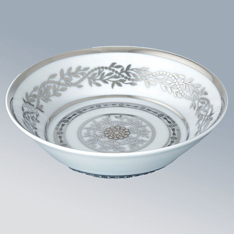 THG MARQUISE BLANC DECOR PLATINE Блюдо керамическое ø130 мм., настольное, декор платина, цвет белый, A7G-A02-4615