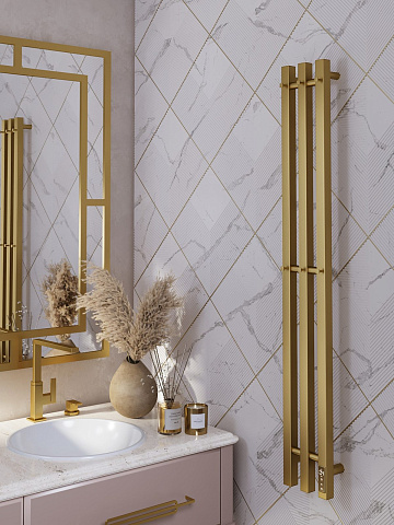 Полотенцесушитель электрический APEXTERMO Сириус SR10112GL 1100x120 с крючками, золотой матовый