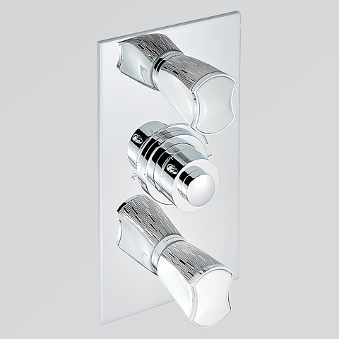 THG PORCELAIN BLANCHE DECOR PLATINE Смеситель для душа встраиваемый, термостатический, с 2 запорными вентилями, внешняя часть, цвет хром, U2E-A02-5400BE