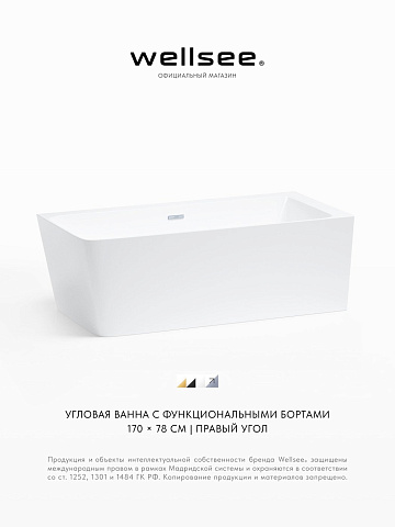 Акционный набор 2 в 1 Wellsee Bromance акриловая ванна пристенная 170x78 с сифоном 23160301R