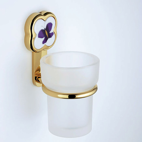 THG CAPUCINE MAUVE DECOR OR Стакан подвесной, стекло матовое, декор лиловый, цвет полированное золото, A7D-F01-536