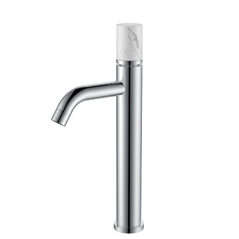 Смеситель Boheme STICK для умыв. выс. CHROME MRAMOR WHITE (комплект) 122-CR-MR-W