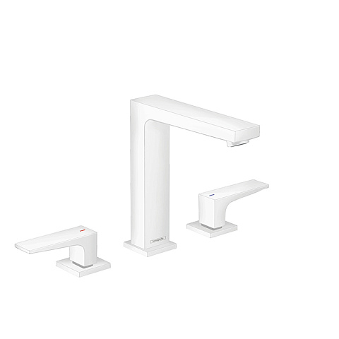 Hansgrohe HG Metropol Смеситель для раковины 160, на 3 отв, с донным клапаном, излив 152мм, цвет: белый матовый, 32515700