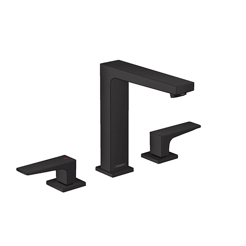 Hansgrohe HG Metropol Смеситель для раковины 160, на 3 отв, с донным клапаном, излив 152мм, цвет: черный матовый, 32515670