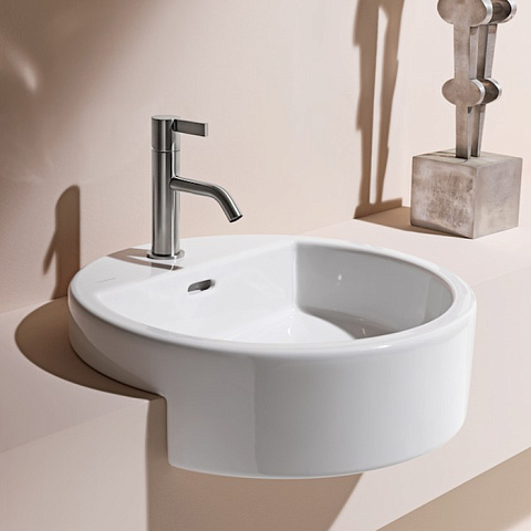 Laufen Living City Раковина 460х460х140мм с 1 отв. под смеситель, полувстраив., цвет: белый, 8.1343.1.000.104.1