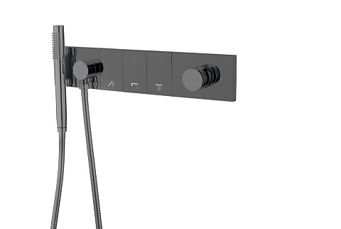 Смеситель Boheme ZODIAC с ручным душем SHINE GUN METAL 132-SYS-SGM
