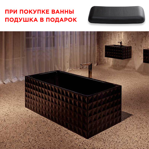 BETTE Loft Ornament Ванна отдельностоящая с шумоизоляцией 181х81х42 cм , цвет черный глянец 056 (для удлиненного слив-перелива), 3172-056 CFXX6A