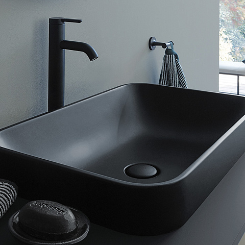 Duravit Happy D.2 Plus Раковина 600х400мм, без перелива,с выпуском с керамической крышкой цвет Anthracite matt, 2359601300
