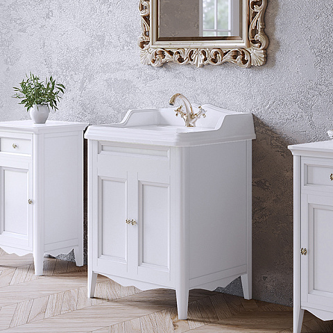 TW collection TW Veronica, База с раковиной Simas AR824bi*1 68*54см с 1отв. под смеситель , 2 расп. дверки, доводч. Blum, ручки: Riflesso бронза, цвет: bianco, VER2068-B+AR824bi*1 комплект