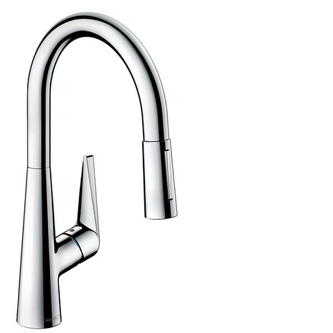 Hansgrohe HG Talis M51 Смеситель для кухни на 1 отв, поворотный излив 213мм с вытяжным душем, 2jet, h185мм, цвет: хром, 73851000
