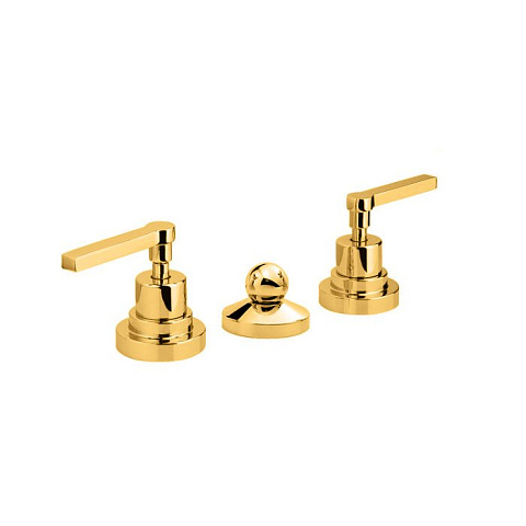 Nicolazzi Mac Kinley 05 Смеситель для биде на 3 отверстия, с 2мя ручками, с душиком, цвет: золото, 2210GO29