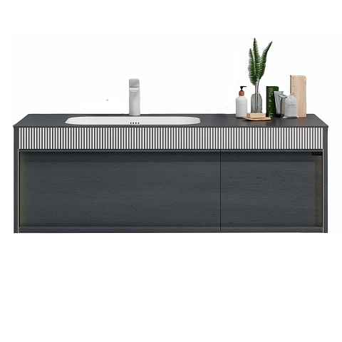 Тумба с раковиной Black&White U950.1200 P16,Unihopper,Corian раковина-столешница/LED light (1200x520x405)
