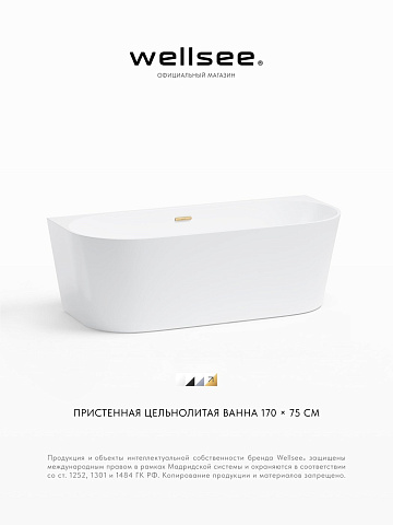 Акционный набор 2 в 1 Wellsee Excellence Pro акриловая ванна пристенная 170x75 с сифоном 28760304R