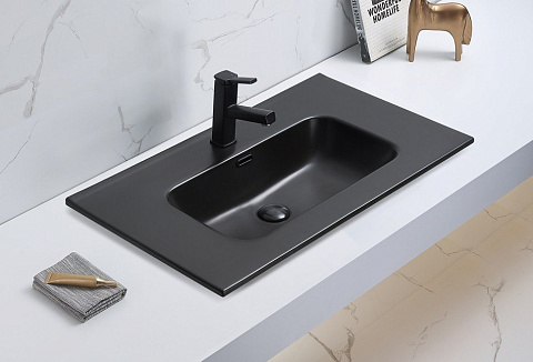 Раковина встраиваемая CeramaLux 9060MMB 613×466 мм, чёрный матовый
