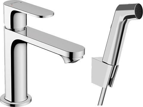 Смеситель Hansgrohe Rebris S для раковины 110, однорычажный, с ручным душем-биде и душевым шлангом 16 72215000