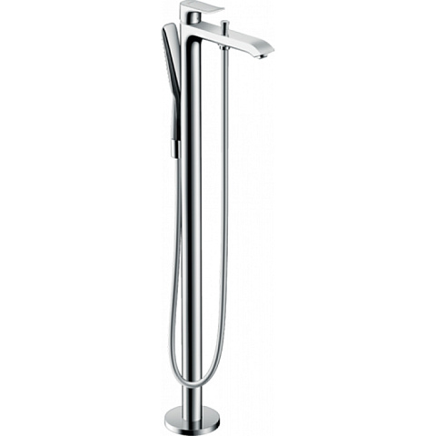Hansgrohe HG Metris Смеситель для ванны, напольный, излив 209мм, переключатель вакумный, ручной душ 1jet, цвет: хром, 31471000