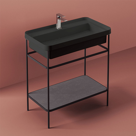 Artceram FUORI SCALA Металическая структура 40x77хh83см для раковины Fuori Scala rettangolare 81, цвет: черный матовый (без полки), ACA057 17