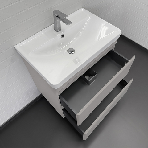 Тумба-умывальник подвесная Comforty Енисей-70П2 серый шелк c раковиной 4470 00-00022357CF