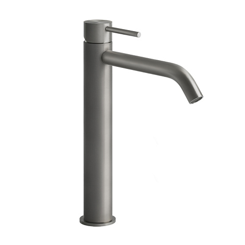 GESSI 316 Смеситель для раковины на 1 отверстие, высокий h=305мм, без донного клапана, излив 155мм, цвет: steel brushed, 54006#239