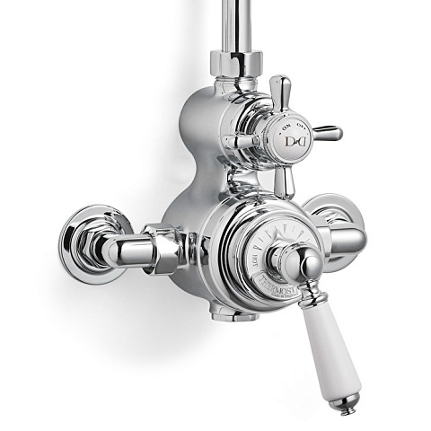 Devon&Devon Devon Термостат наружнего монтажа, для душевой для стойки MARK3182CR/MARK618CR, с ручкой белой, цвет: хром (со скл продаем комплектом), MARM74CR