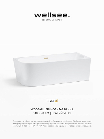 Акционный набор 2 в 1 Wellsee Excellence Pro акриловая ванна пристенная 140x70 с сифоном 28760904R