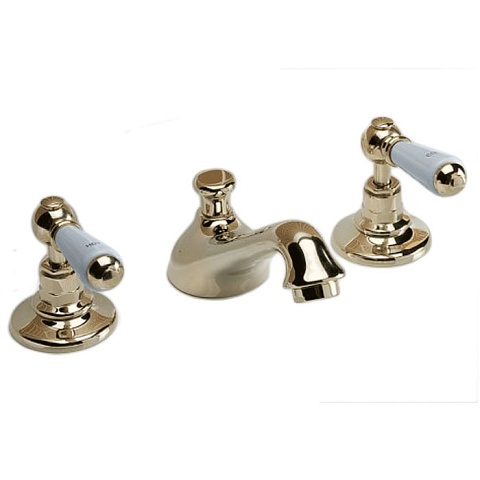 Devon&Devon Devon Dandy Смеситель для раковины на 3 отв., с донным клапаном, c ручками белыми, цвет: золото светлое, MARF46