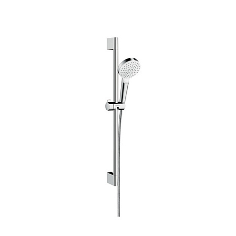 Hansgrohe HG Crometta Vario Unica Душевой набор: штанга 650mm, ручной душ, 1jet (Rain), EcoSmart, шланг, цвет: белый/хром, 26535400
