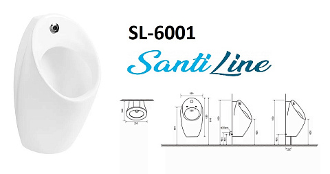Писсуар настенный (с функцией электронного смыва) SantiLine SL-6001