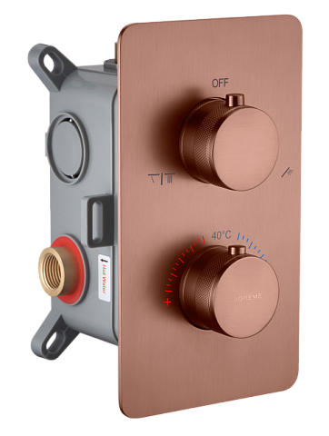 Смеситель встроенный с термостатом 2-х проходной Boheme CELL BRUSHED BRONZE 134-2-BRB