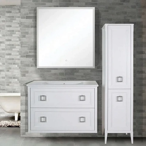 Комплект мебели для ванной ASB-Woodline Рома 100 П (зеркало 85, тумба, раковина)